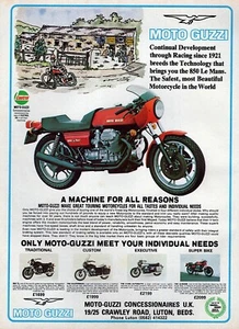 Moto Guzzi 850 1977 Le Mans motocicleta original raro anuncio impreso en color - Imagen 1 de 1