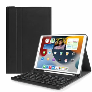 For iPad 9th 8th 7th Generation Case with Keyboard Folio Leather Stand Cover - Picture 1 of 15