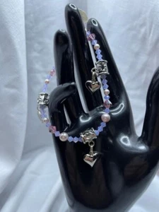 Handgefertigtes Swarovski Kristall Hundehalsband Elegant Perle Rosa Luxus Haustier Schmuck - Bild 1 von 2