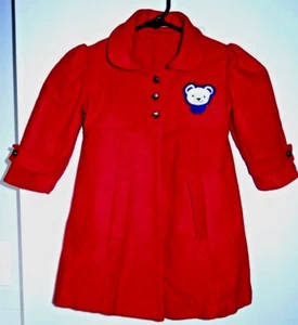 NIÑAS ABRIGO ROJO OSO PARCHE BOTONES DORADOS TALLA 3 ¡Ideal para Navidad! - Imagen 1 de 1