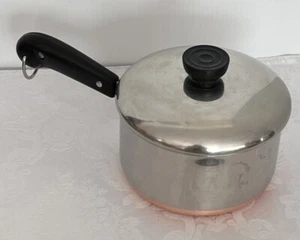 Vintage Revere Ware Copper Bottom 1.5 Qt Saucepan w Lid • Double Ring Clinton - Picture 1 of 7