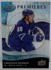 2009-10 Upper Deck Ice Maple Leaf NHL Card #148 Christian Hanson RC 33/499 SP