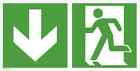 Escape route emergency exit sign plastic plate illuminating ASR A1.3 down arrow