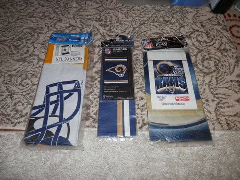 St. Louis Rams Flag & banner & Garden flag lot (3) NEW Vintage NFL Cover