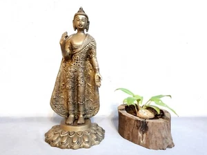 Indian Brass Standing Buddha Statue - Picture 1 of 10