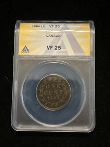 1884 Canada Penny Anacs Vf25 1c 1 Cent One Cent - Picture 1 of 15