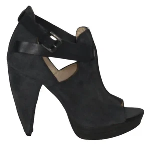 All Saints Black Distressed Suede Open Toe Platform Heels Size UK5 - Picture 1 of 6