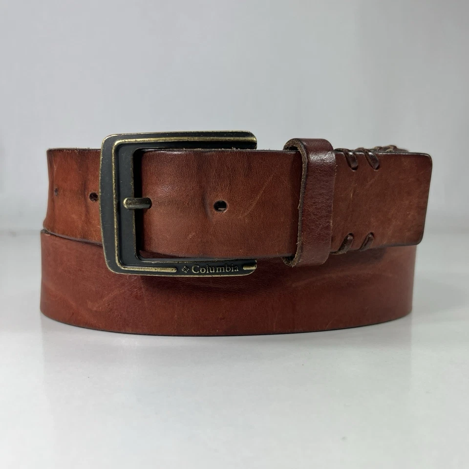 Cinturón de vestir Columbia usado marrón con cordones de cuero genuino - para hombre talla 36/90 Foto 1 de 4