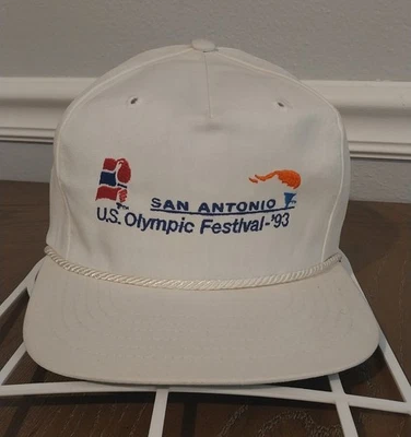 De colección 93 San Antonio Festival Olímpico de Estados Unidos Correa de Cuero Gorra Gorra Sombrero Texace EE. UU. Foto 1 de 4