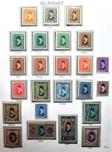 Egypt 1927 - 1937 King Fuad full set 24 stamps MH / MNH Scott # 128 - 149 VF - Picture 1 of 6