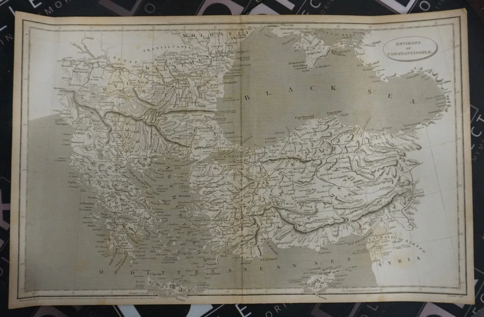 土耳其 - 古董 19 世纪 20 年代地图“君士坦丁堡环境”奥斯曼帝国雕刻 — 第 1/1 张图片