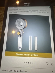 Marke: PEKITI Doppelseitiger Einzigartiger Duschkopf Badezimmer 3 Stege Wassersparend - Bild 1 von 1