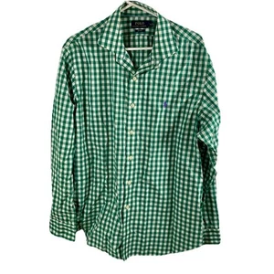 Polo Ralph Lauren Manga Larga Para Hombre XL Verde Guinga Camisa Abotonada Sin Plancha - Imagen 1 de 10