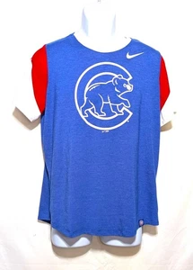 Nike MLB Chicago Cubs Blue Red White Tee XL Tri Blend Athletic Fan Shirt - Picture 1 of 10