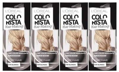 4 X L'Oréal Colorista Hair Makeup Grey 30mL – 1 Day Colour for Blondes - Loreal - image 1 of 2