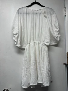Traje de baño Aerie blanco gasa hora dorada manga abullonada cubierta talla Pequeño ¡NUEVO CON ETIQUETAS! - Imagen 1 de 7