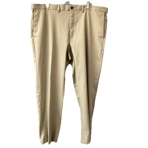 Hagger Slacks Pants Cool Right Performance Flex Flat Classic Fit Tan 44x29 - Picture 1 of 5