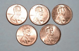 101o. 5x SHIELD CENT ERROR DATE RUN 2018 P TO 2022 P, BROADSTRIKE OFF CENTER PC - Picture 1 of 3