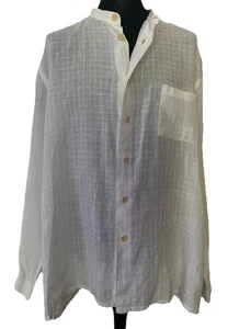 Italian Designer Volpe Men’s White Check Pattern 100% Linen Shirt XXL - Picture 1 of 13