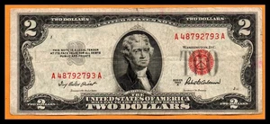 United States USA US VF Note $2 Dollar Series 1953 A Red Seal A-A - Picture 1 of 2