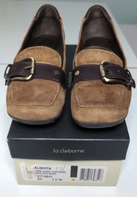 Мокасины женские Liz Claiborne 7,5 замшевые туфли Alberta без застежек с пряжкой эспрессо - Изображение 1 из 4