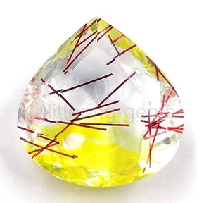 104.75 CT Pear Cut Red Rutilated Quartz Certified Transparent Loose Gems 5MST - Picture 1 of 8