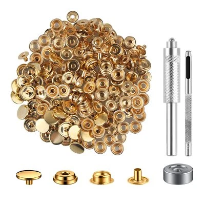 200 Pieces (50 Sets) Leather Snap and Fastener Kit Tool 5/8" (15mm) Snaps Button - Image 1 of 4