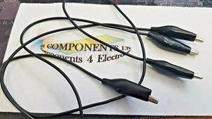 Crocodile Clips Pack of 2 BLACK CLIPS 46cm Wired 903B - Picture 1 of 2