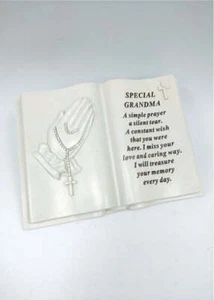 Abuela - Memorial Manos de Oración Abiertas Libro Cuentas de Rosario Placa Tumba Tributo - Imagen 1 de 1