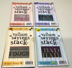DCWV Vellum Saying Stacks libri 30 fogli ciascuno 4 x 6 scrapbooking lotto di 4 nuovi - Foto 1 di 8