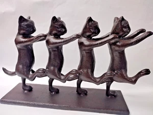 Dancing Cats Sculpture Cast Iron Statue Whimsical Decor 12"L x 7"H x 3"W 6lbs - Picture 1 of 5