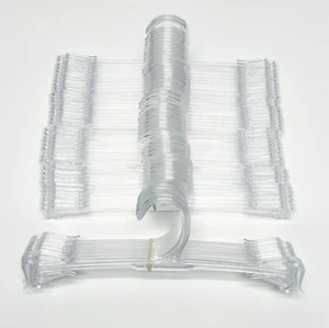 Set of 50 Lingerie Style Clear Hangers for Matching Sets Notches Clips 10" - Picture 1 of 2