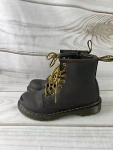 Dr Martens Junior 1460 J Softy T Leather 8 Eye Lace Zip Boot Brown Kids/Youth 13 - Picture 1 of 9