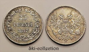25 Pennia 1917 S.Finlande. Kaiserreich Russland, Nikolai II ° . Silber - Picture 1 of 1