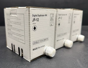 Set of 3, New Open Box, Digital Duplicator Black Ink JP-12, 600ml X 3 - Picture 1 of 5