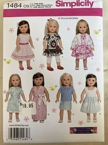 Simplicity 1484 18” Doll Clothes Sewing Pattern - Uncut - Picture 1 of 3