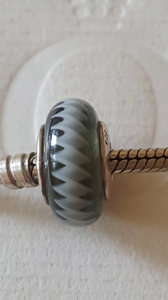 Original  Pandora Element, Charm Murano, retired, grau - Bild 1 von 1