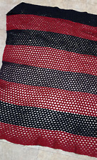 Roseanne Vintage Crochet blanket Harley Quinn Red & Black Handmade, 43 X 52