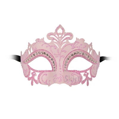 MASCARILLA VENECIANA Media Mascarada Cristal CORTE LÁSER MARDI GRAS Carnaval Luz ROSA Foto 1 de 2
