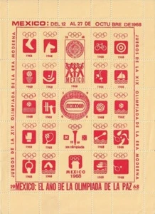 F-EX15638 GIOCHI OLIMPICI MESSICO 1968 FOGLIO CENERENTOLA ROSSO CARTA GIALLA SENZA GOMMA - Foto 1 di 1