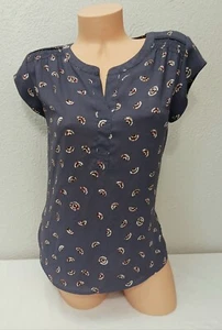 Daniel Rainn grau rosa weiß Flügelärmel Pusteblume V-Ausschnitt Bluse Top Small S - Bild 1 von 7