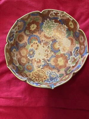 Antiguo cuenco japonés Kokutani Y 19 pintado a mano firmado recortado y pintado en oro Foto 1 de 4