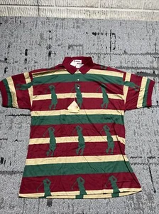 Antigua Polo Shirt Adult Large Red Green Striped Atlas Valley Golfing Men's - Picture 1 of 8