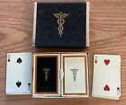 Vintage Playing Cards Double Deck Medical Symbol Black Velvet Case