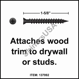 (5000) 6x1-5/8 Phillips Trim Head Sharp Point Black Phosphate Screw #137992 - Picture 1 of 1