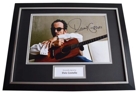 Elvis Costello SIGNED FRAMED Photo Autograph 16x12 display Music AFTAL COA Cover