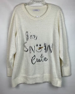 Evans Creme Sweater Christmas I'm SNOW Cute Round Neck Long Sleeve Sz 22/24 NEW - Picture 1 of 6