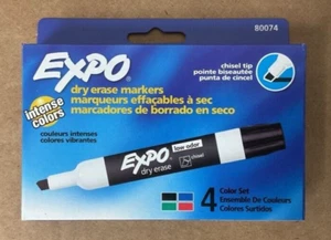 Expo, Marcatori a punta di scalpello per cancellare a secco a barile grande, basso odore, 4 colori, #80074 - Foto 1 di 3