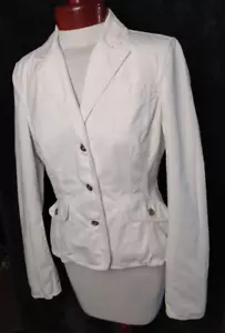 DKNY Jeans giacca donna denim bianco con bottoni taglia 8 - Foto 1 di 9