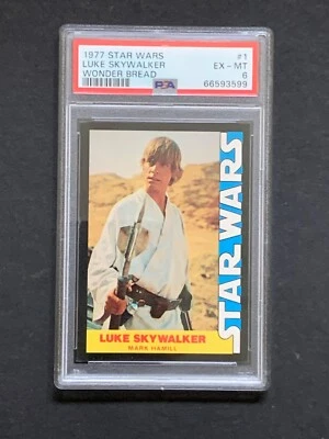 1977 Star Wars Wonder Bread Luke Skywalker #1 Trading Card PSA 6 EX MT - Image 1 of 2